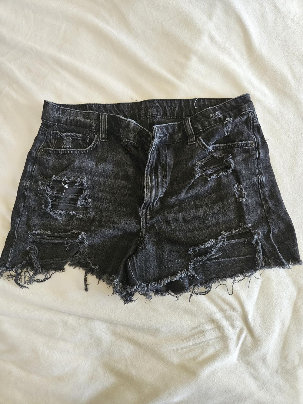 American Eagle Outfitters Black Distressed Denim Shorts